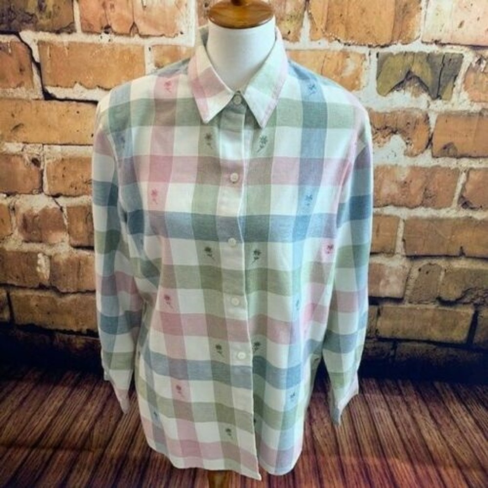 Alfred Dunner Button Up Shirt, Embroidered Flowers